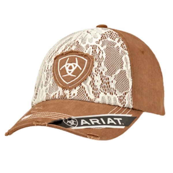 Ariat Lace and Brown Ball Shield Ladies Logo Cap 1514802