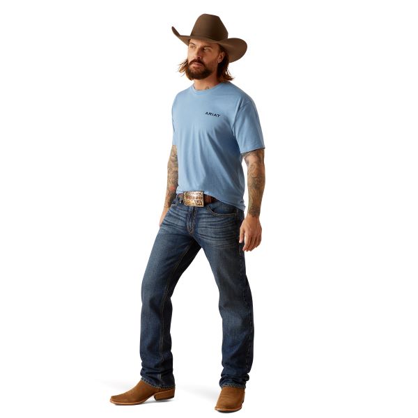 Ariat Light Blue Heather Wheat Flag Men's T-Shirt 10047894