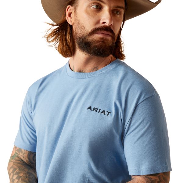 Ariat Light Blue Heather Wheat Flag Men's T-Shirt 10047894