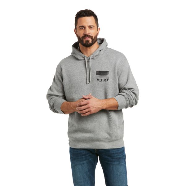 Ariat Light Grey Back Eagle Basic Mens Hoodie 10037256