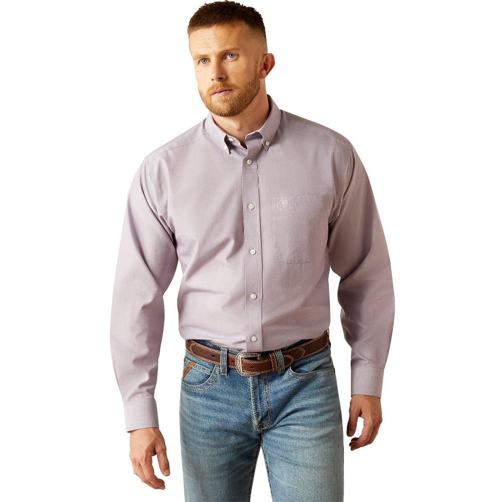 Ariat Lilac Wrinkle Free Solid Classic Fit Men's Longsleeve Button Front Shirt 10058805