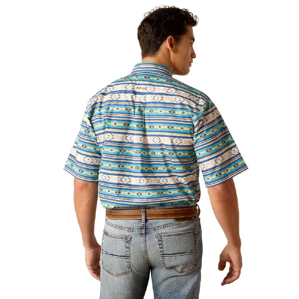 Ariat Limoges Blue Print Denzel Men's Short Sleeve Collared Button Down Shirt 10051492