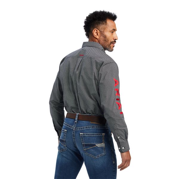 Ariat Logo Black Print Massimo Classic Fit Mens Shirt 10041784