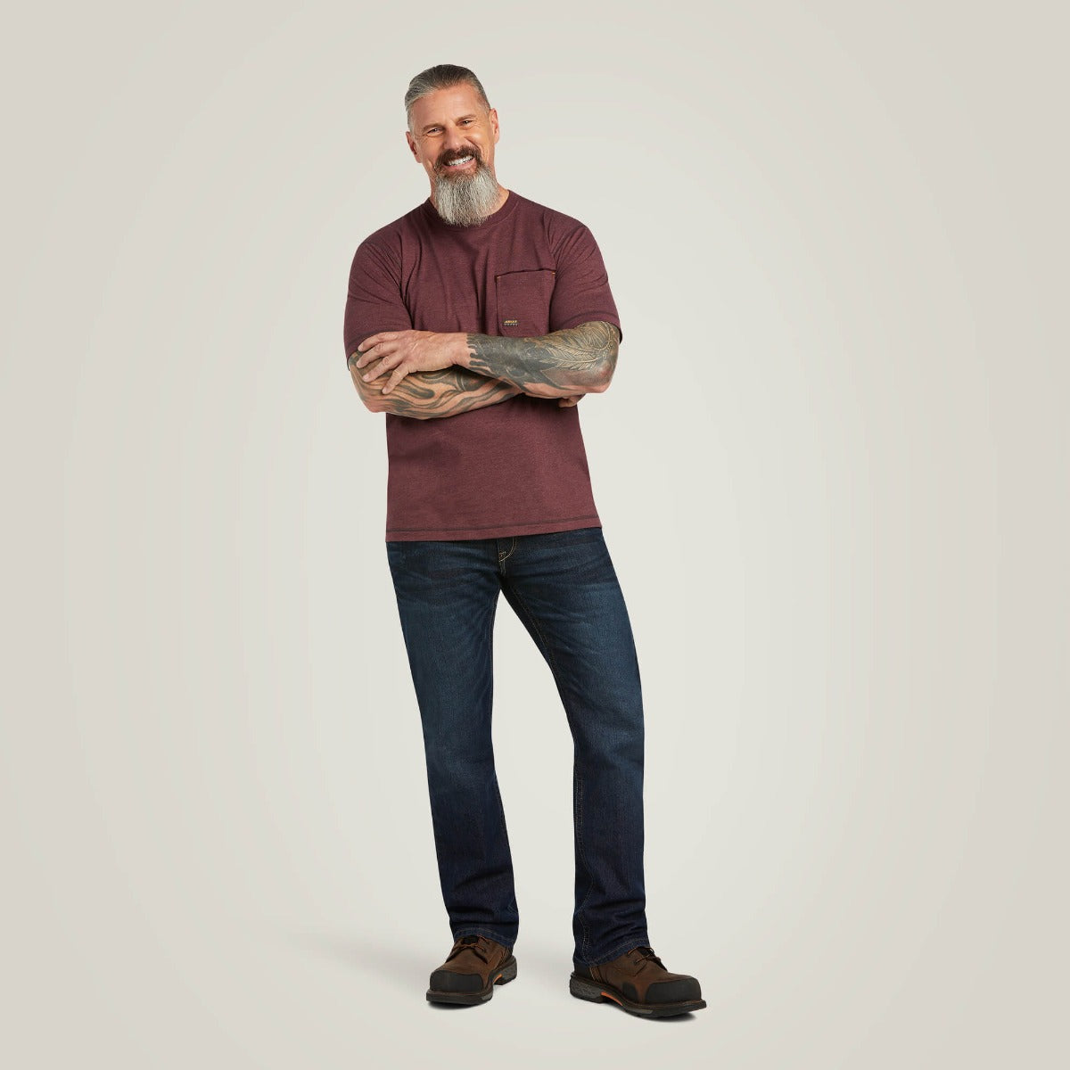 Ariat Malbec Heather Rebar Workman Logo Men's Short Sleeve T-Shirt 10039487