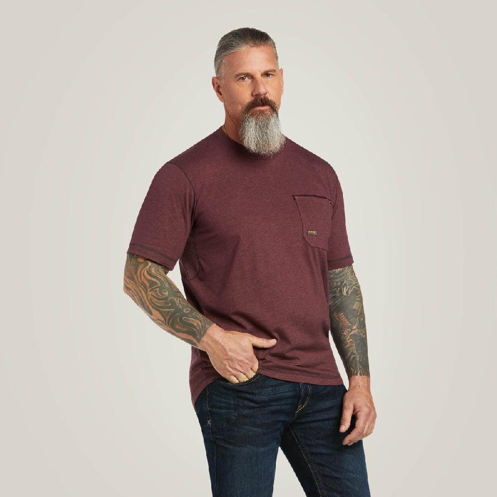 Ariat Malbec Heather Rebar Workman Logo Men's Short Sleeve T-Shirt 10039487