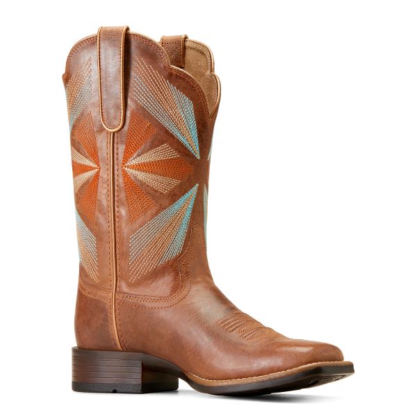Ariat Maple Glaze Oak Grove Women's 11 Inch Wide Square Toe Leather Western Boots 10047052