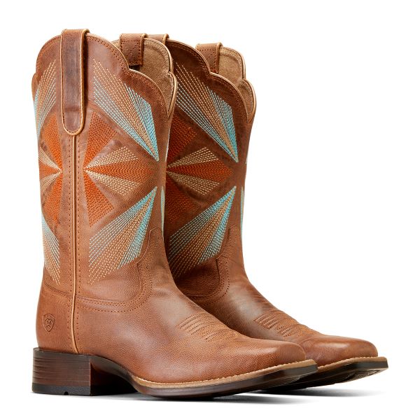 Ariat Maple Glaze Oak Grove Women's 11 Inch Wide Square Toe Leather Western Boots 10047052