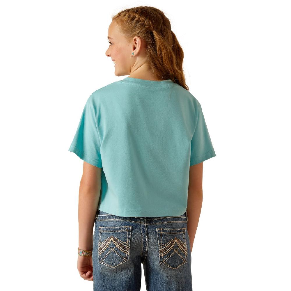 Ariat Marine Blue Mills Crop Girls Short Sleeve T-Shirt 10048590