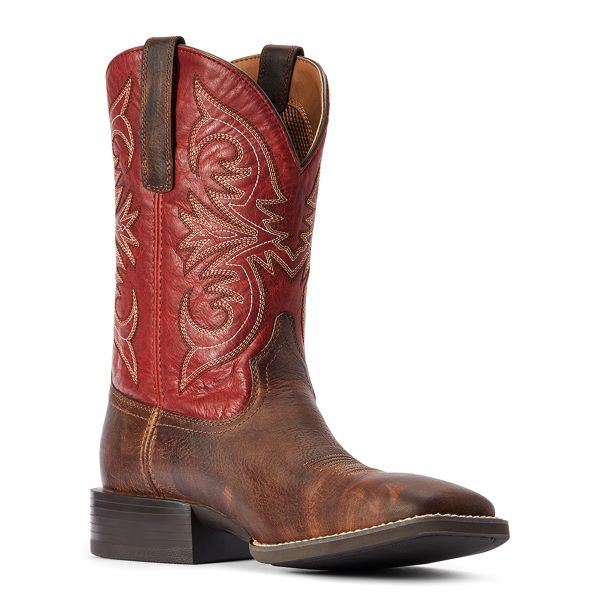 Ariat Matte Rebel Brown (with Red Top) Sport Pardner Mens Western Boots 10042391