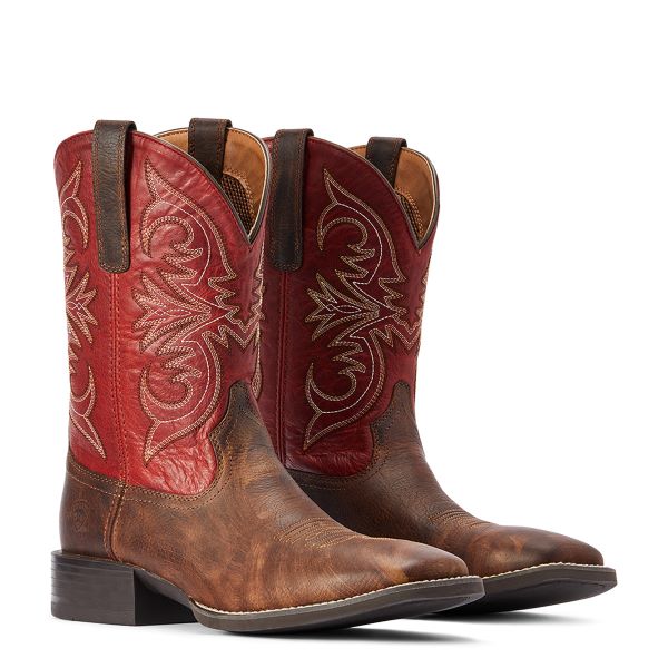 Ariat Matte Rebel Brown (with Red Top) Sport Pardner Mens Western Boots 10042391