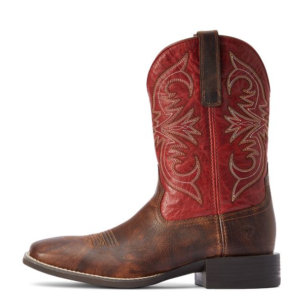 Ariat Matte Rebel Brown (with Red Top) Sport Pardner Mens Western Boots 10042391