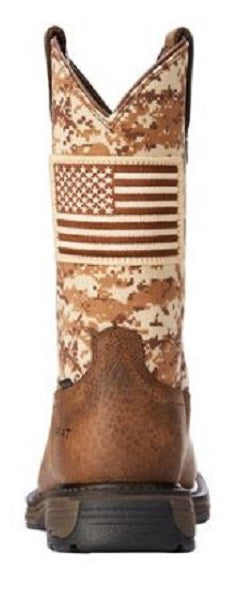 Ariat Men's WorkHog Patriot Camo Safety Toe Wellington Work Boots 10022968