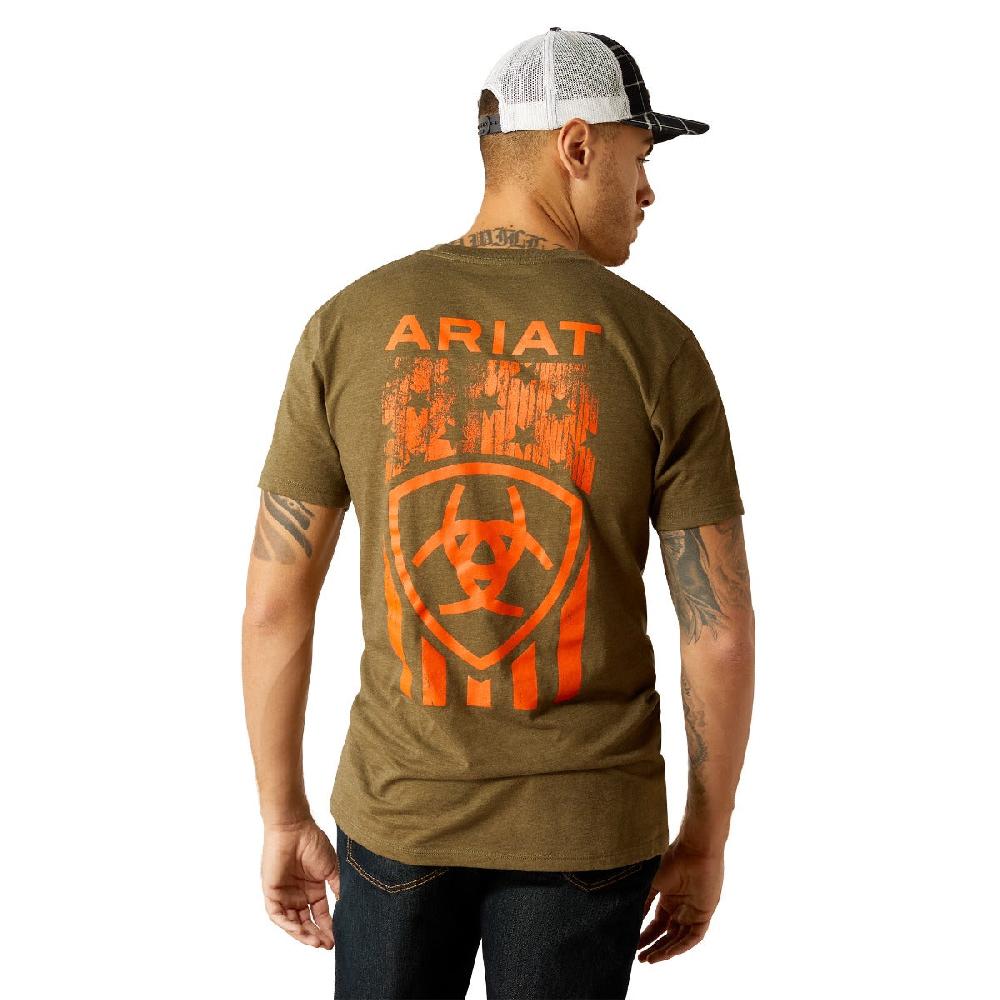 Ariat Military Heather Grain Men's Short Sleeve Flag T-Shirt 10052569