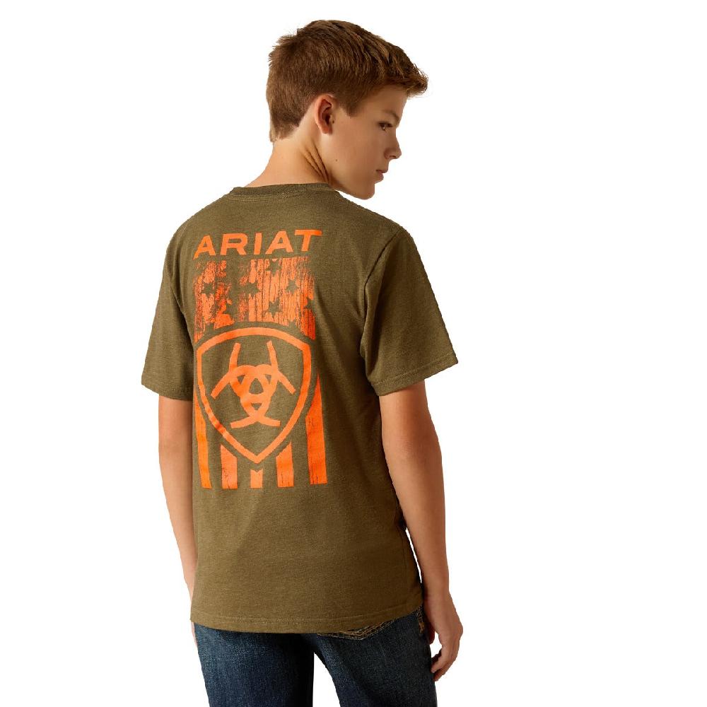 Ariat Military Heather Kids Ariat Grain Flag Short Sleeve T-Shirt 10052579