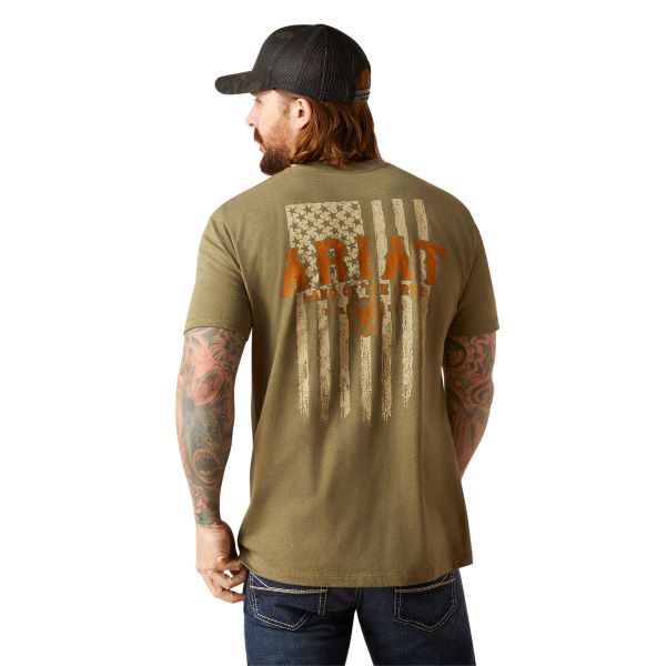 Ariat Military Heather Western Vertical Flag Men's T-Shirt 10047616