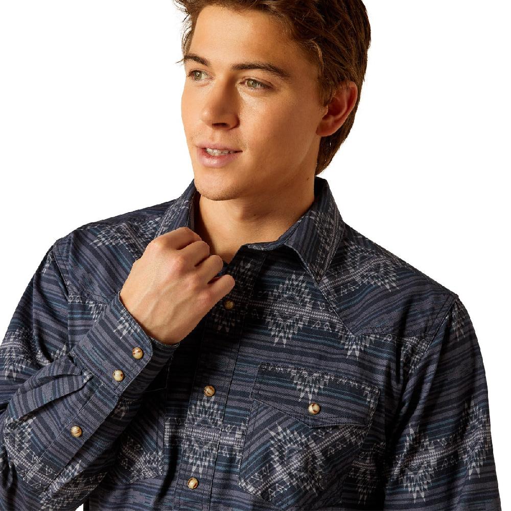 Ariat Mood Indigo Haze Men's Collared Retro Fit Longsleeve Shirt 10052324