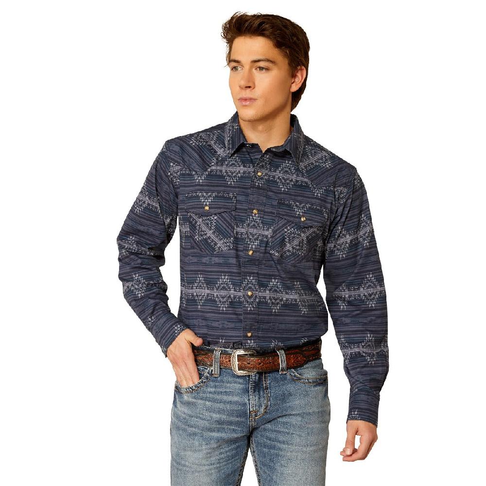 Ariat Mood Indigo Haze Men's Collared Retro Fit Longsleeve Shirt 10052324