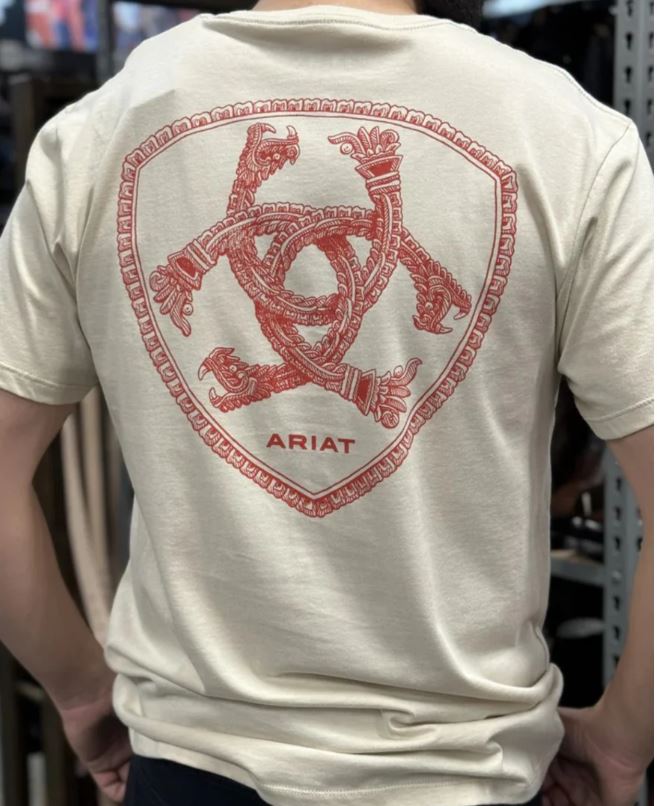 Ariat Natural White Mayan Shield Men's Short Sleeve Graphic T-Shirt 10051675