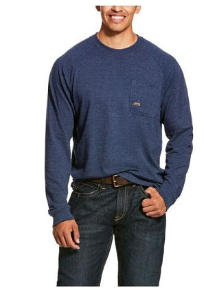 Ariat Navy Heather Men's Rebar Cotton Strong Long Sleeve T-Shirt 10027906