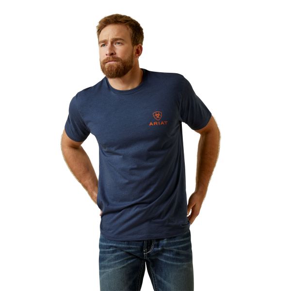 Ariat Navy Heather Mustang Fever Men's T-Shirt 10045275