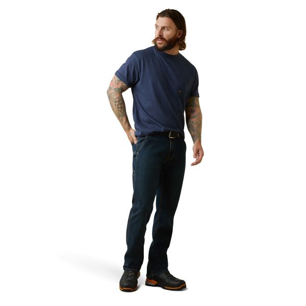 Ariat Navy Heather Rebar CottonStrong American Bass T-Shirt 10043831