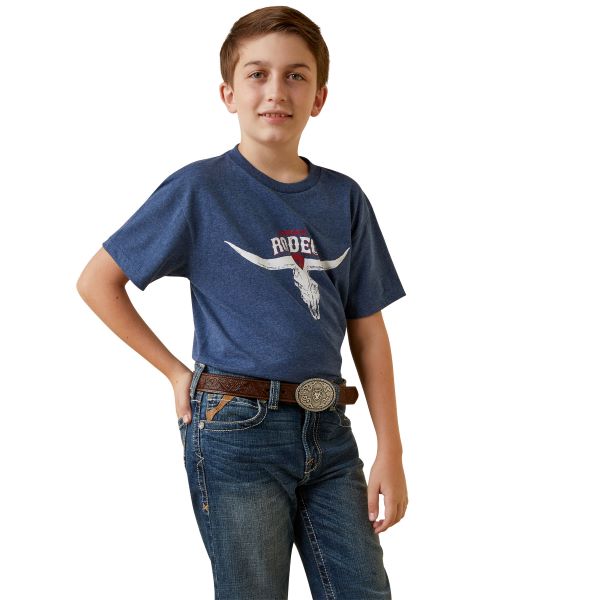 Ariat Navy Heather Rodeo Skull Kids' T-Shirt 10045293