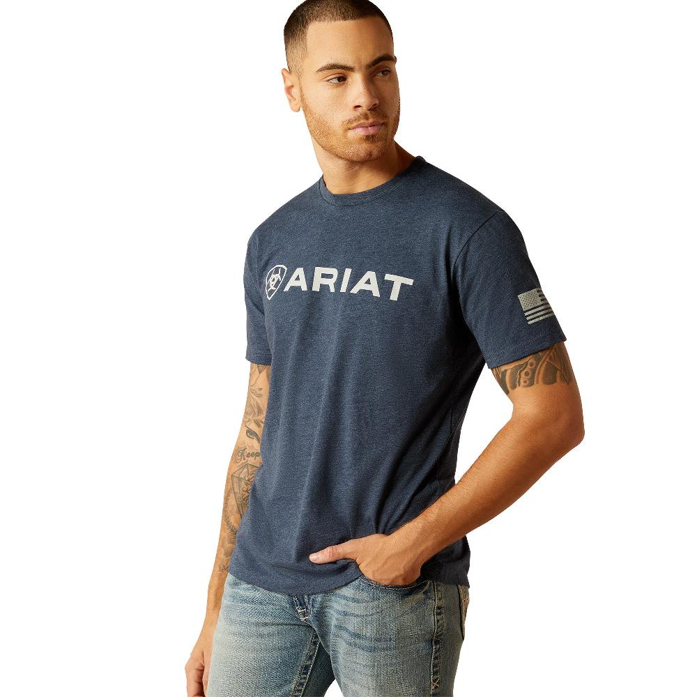 Ariat Navy Heather Shield Flag T-Shirt 10054198