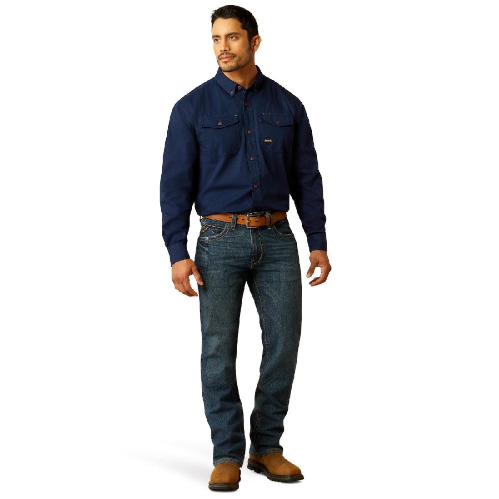 Ariat Navy Rebar Washed Twill Men's Work Shirt 10052941