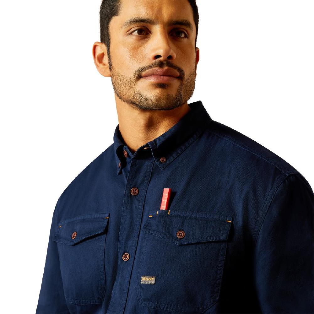 Ariat Navy Rebar Washed Twill Men's Work Shirt 10052941