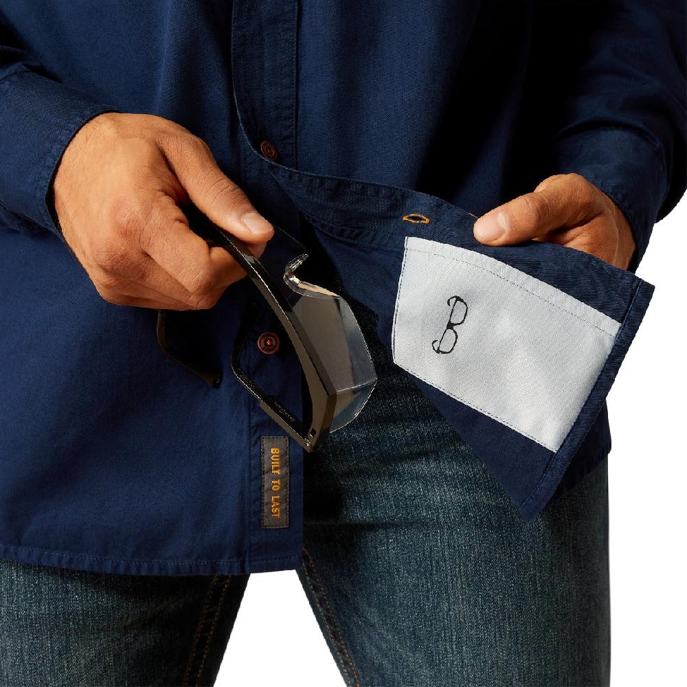 Ariat Navy Rebar Washed Twill Men's Work Shirt 10052941