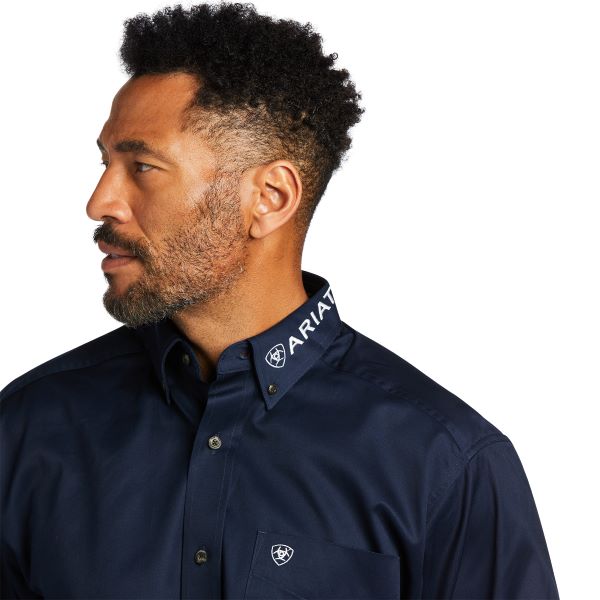 Ariat Navy/Star Stripe Team Logo Twill Classic Fit Mens Shirt 10039368