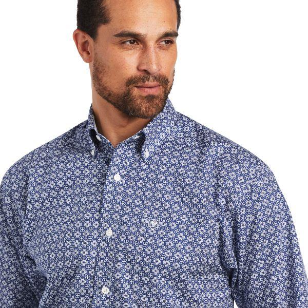 Ariat Nocturnal Blue Ernest Wrinkle Free Mens Classic Print Shirt 10040727