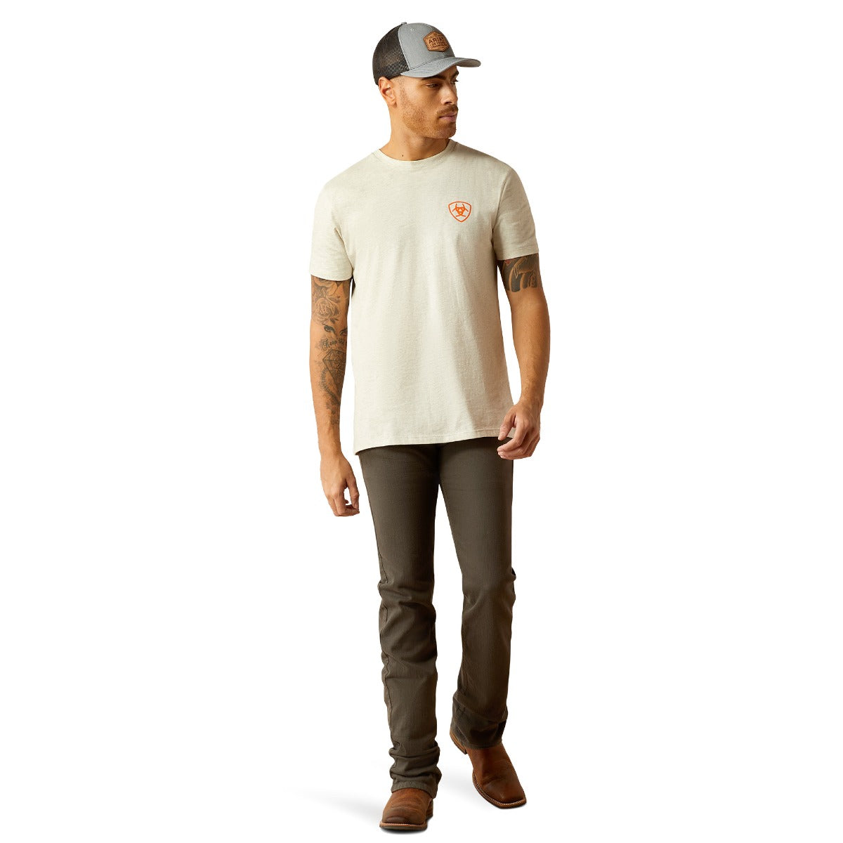Ariat Oatmeal Heather Bison Landscape Men's Tee Shirt 10052571