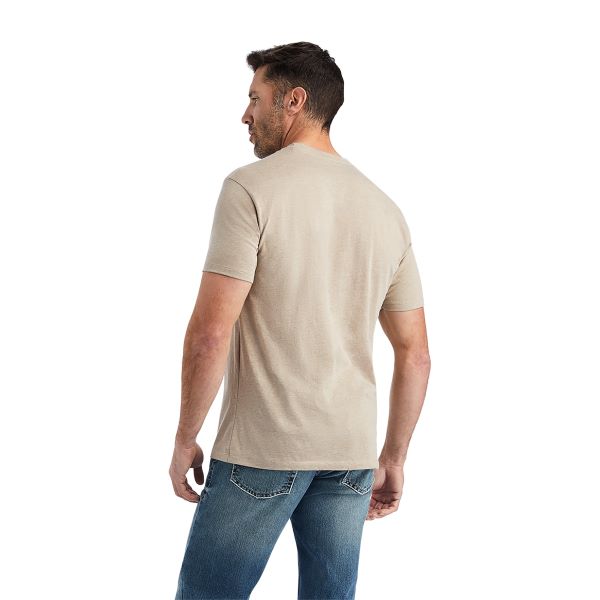 Ariat Oatmeal Heather Diamond Shield Men's Short Sleeve Tee Shirt 10042767