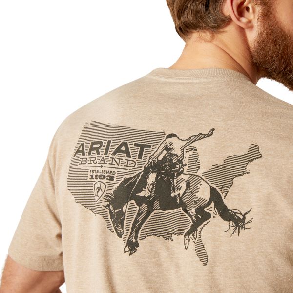 Ariat Oatmeal Heather USA Bronco Men's T-Shirt 10047588