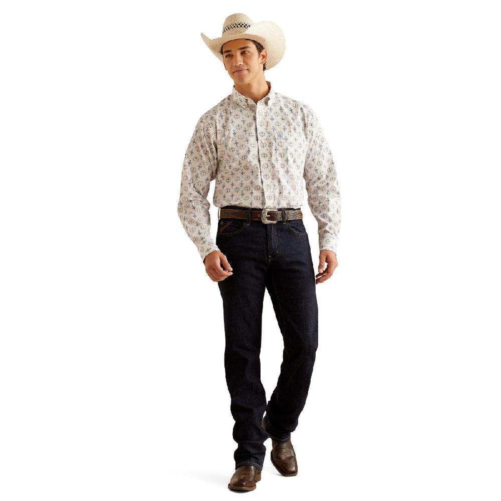 Ariat Oatmeal With Print Wrinkle Free Remington Classic Fit Men's Longsleeve Collared Shirt 10048366