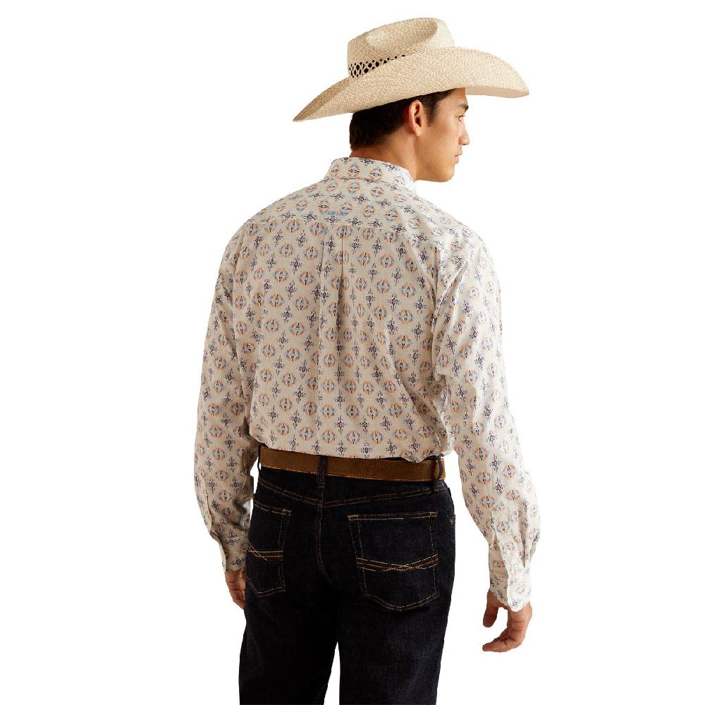 Ariat Oatmeal With Print Wrinkle Free Remington Classic Fit Men's Longsleeve Collared Shirt 10048366