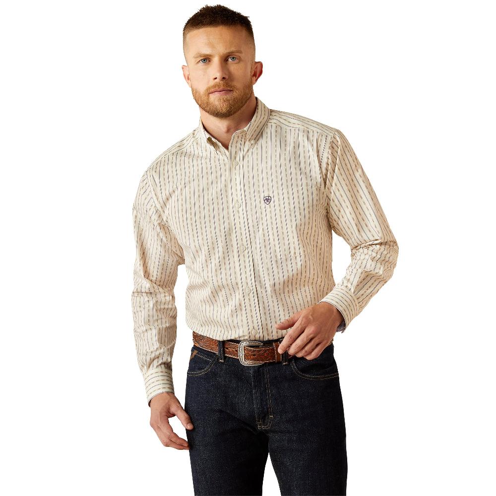 Ariat Off White Randall Men's Collared Wrinkle Free Classic Fit Shirt 10058947