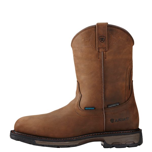 Ariat Oily Distressed Brown WorkHog Wellington Waterproof Men's Composite Toe Work Boots 10020092