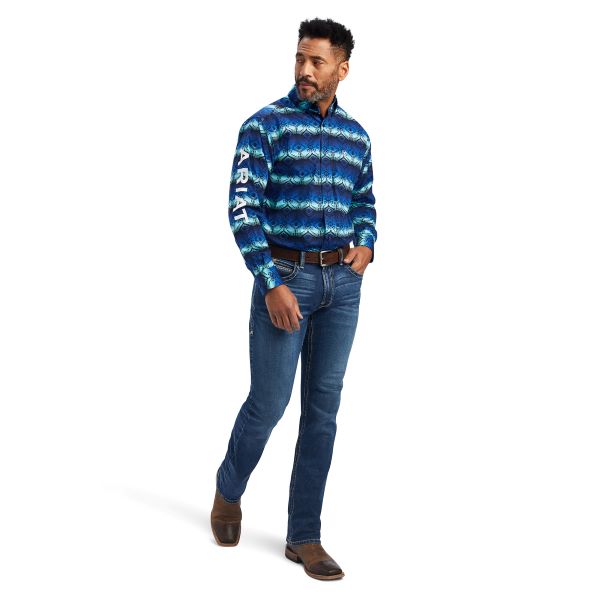 Ariat Olympian Blue Team Maison Classic Fit Mens Longsleeve Shirt 10041782