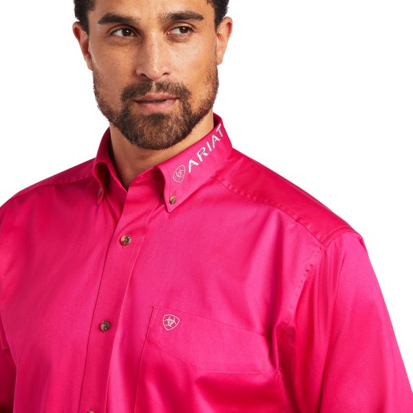 Ariat Passion Pink/Leather Tool Team Logo Twill Classic Fit Mens Shirt 10040656
