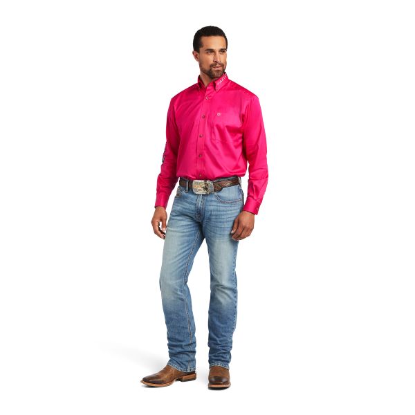 Ariat Passion Pink/Leather Tool Team Logo Twill Classic Fit Mens Shirt 10040656