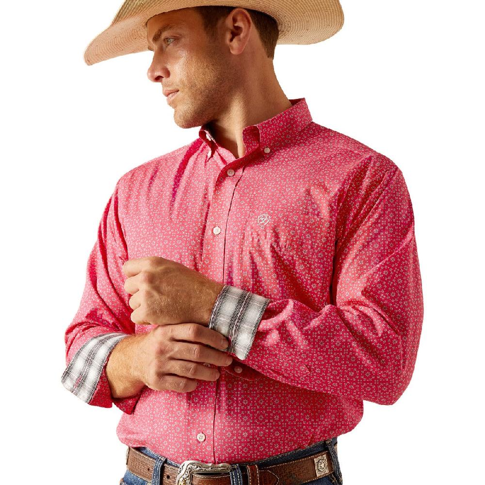 Ariat Pink Brennan Wrinkle Free Collared Classic Fit Men's Longsleeve Button Down Shirt 10051473