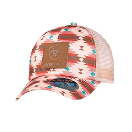 Ariat Pink Southwestern Print Ponyflo Girls Cap A300087930