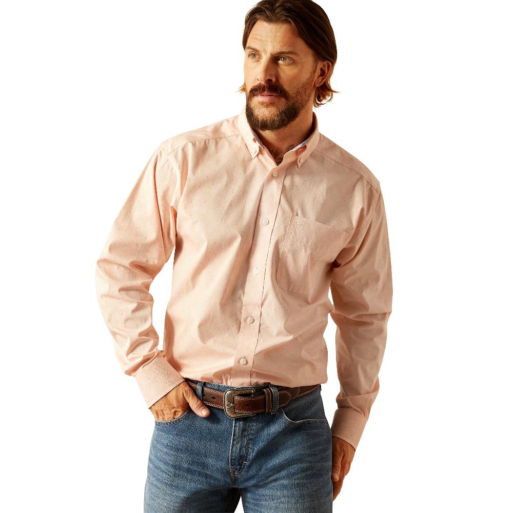Ariat Pink Wrinkle Free Ashton Men's Classic Fit Collared Longsleeve Shirt 10054688
