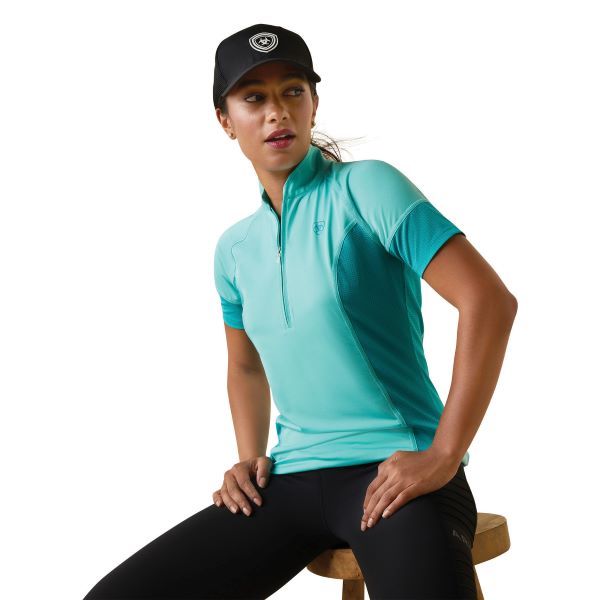 Ariat Pool Blue/Viridian Green Cambria Jersey 1/4 Women's Baselayer Top 10043470