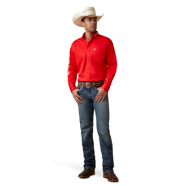 Ariat Poppy Red Team Logo Twill Classic Fit Men's Shirt 10044942