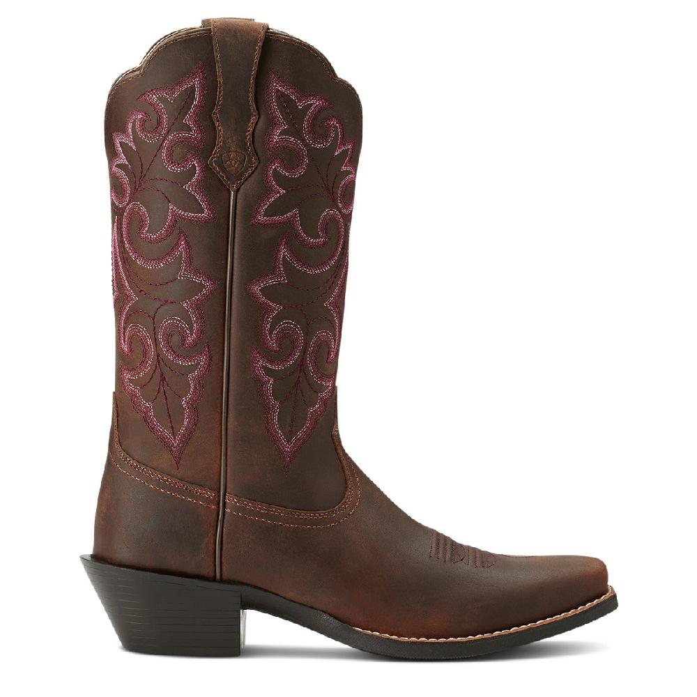 Ariat Powder Brown Round Up 11inch Contrast Stitched Shaft Square Toe Women's Western Boots 10014172