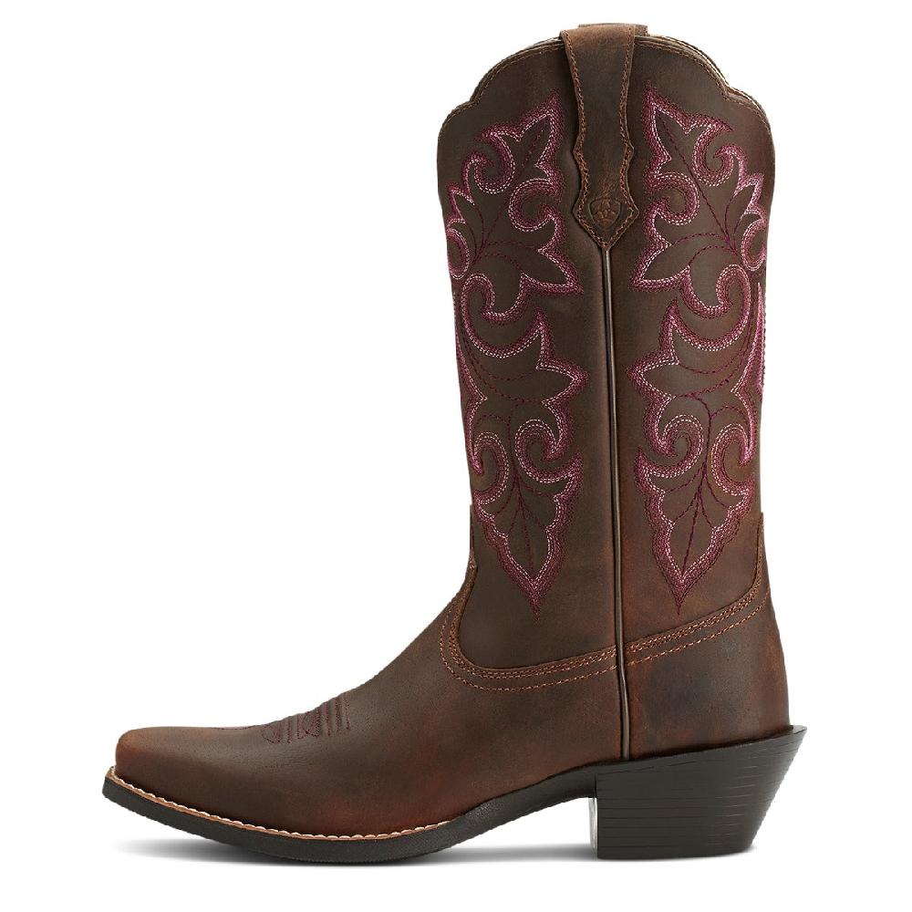 Ariat Powder Brown Round Up 11inch Contrast Stitched Shaft Square Toe Women's Western Boots 10014172