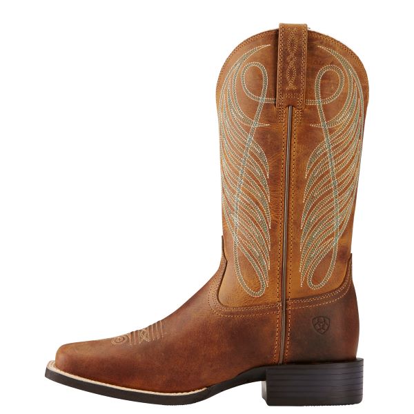 Ariat Powder Brown Round Up Wide Square Toe Womens Western Boot 10018528